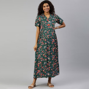 Floral Printed Maternity Maxi Sustainable Dress