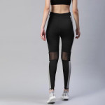 Women Black & Grey Colourblocked Rapid Dry Tights