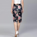 Navy Blue & Pink Printed Pencil Skirt